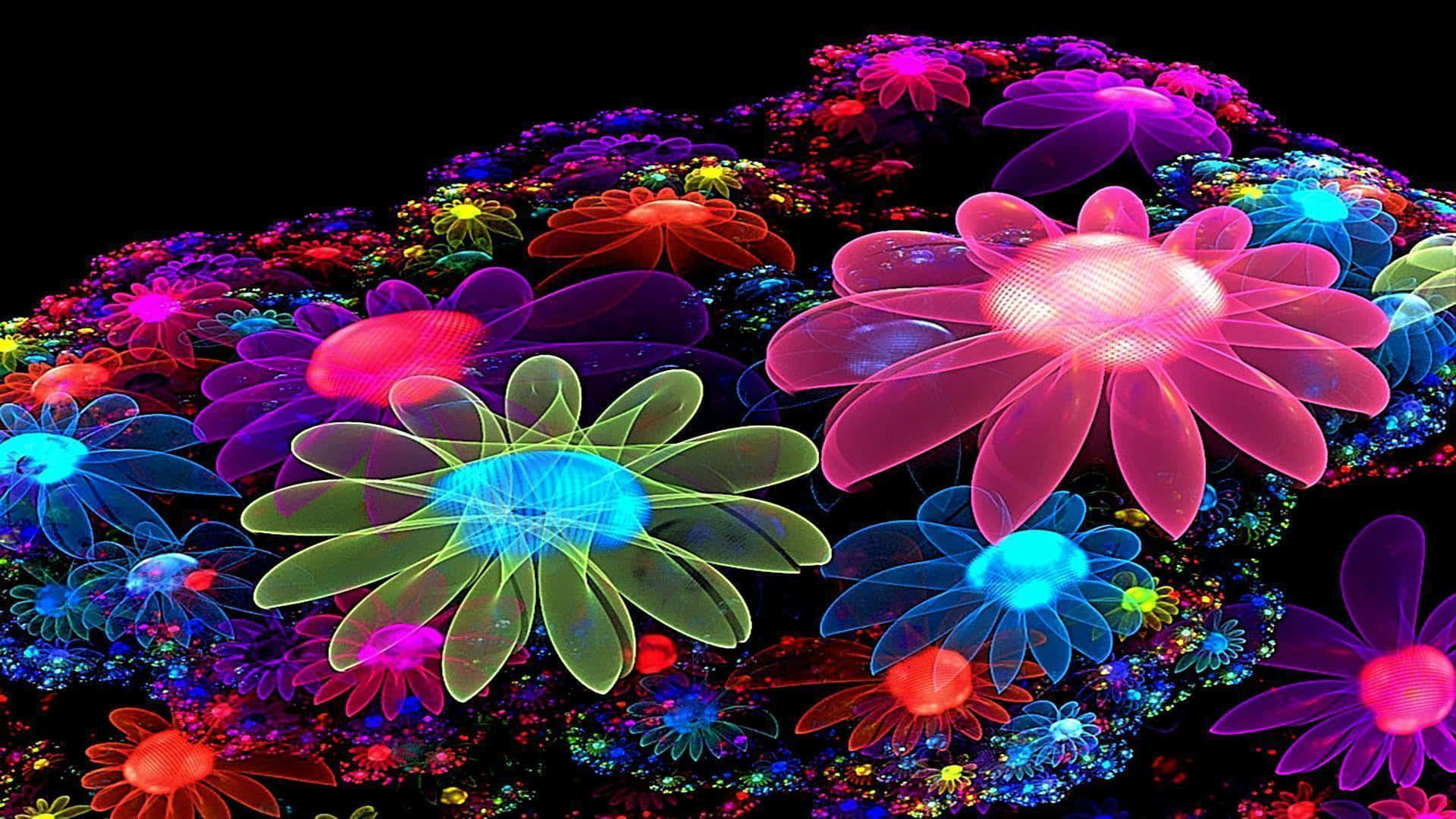 Cool Colored, neon hues, black void, Full HD Desktop Wallpaper