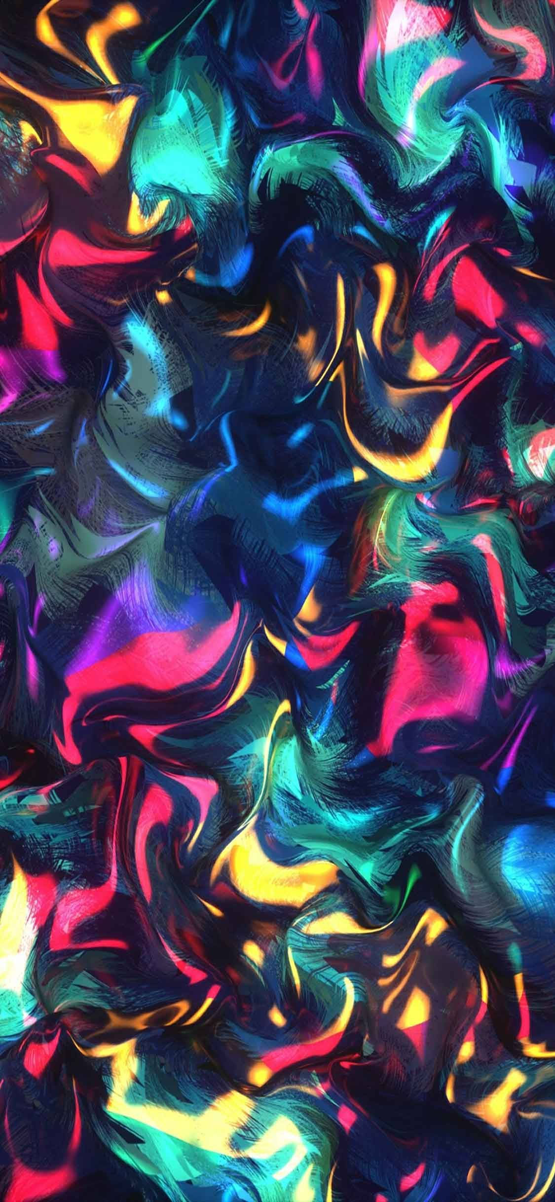 neon colors, glossy liquid motion, psychedelic abstract pattern, Full HD Phone Wallpaper