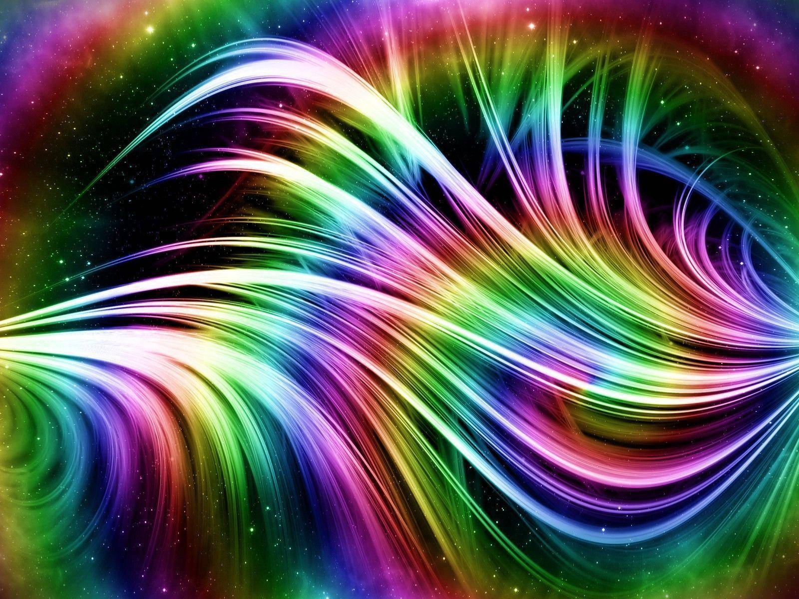 neon light trails, starry cosmic backdrop, dazzling digital artwork, HD Desktop Wallpaper