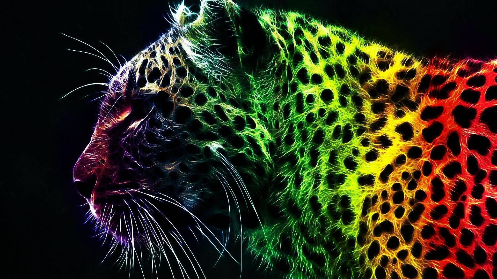 neon leopard, electric green, yellow, Full HD Desktop Wallpaper
