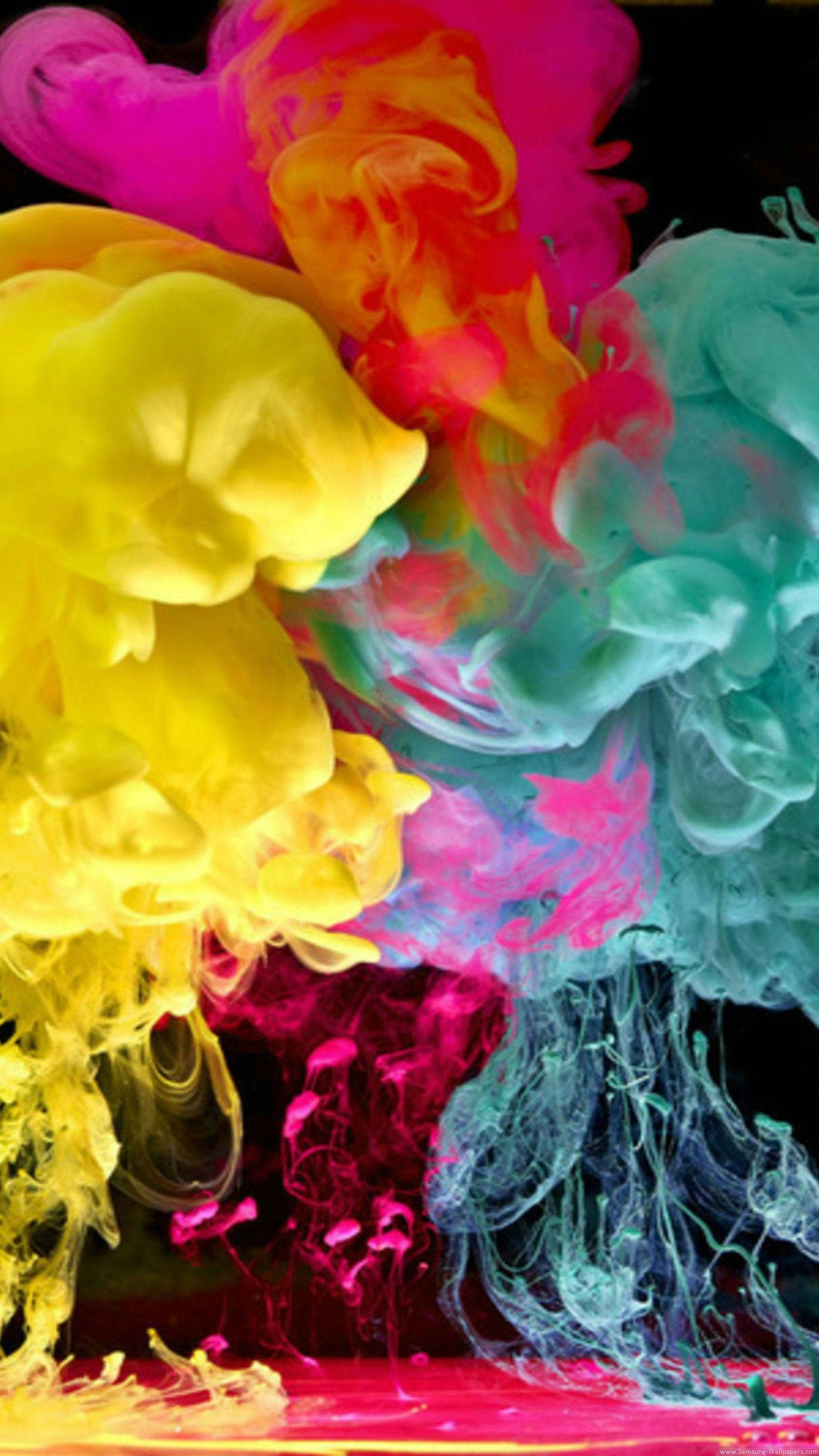 neon inks, vibrant neon, underwater explosion, 2K Phone Wallpaper