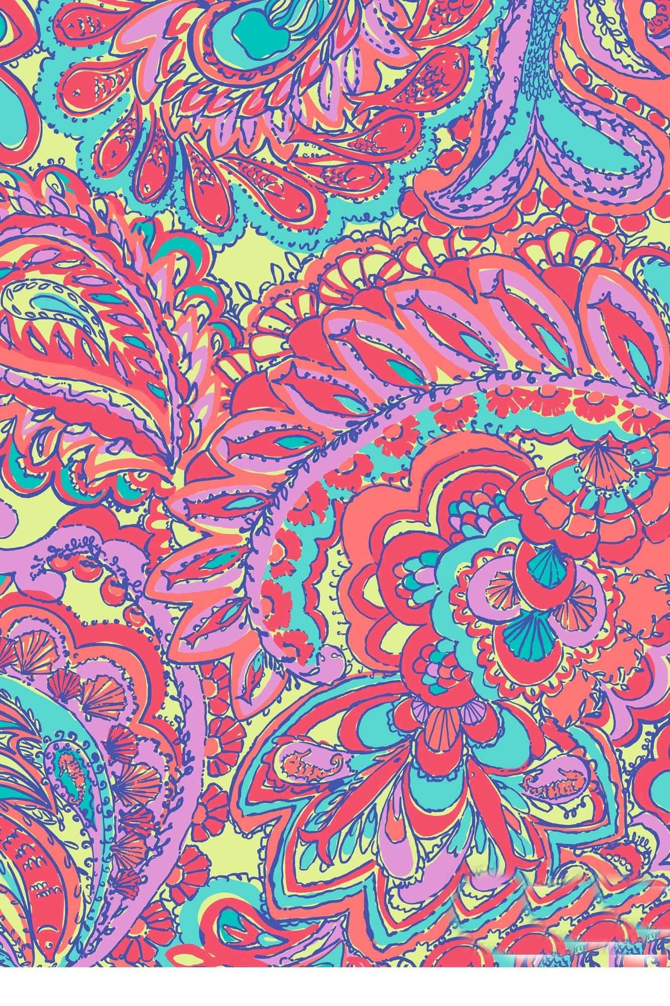 paisley pattern, pink, blue, Full HD Phone Wallpaper