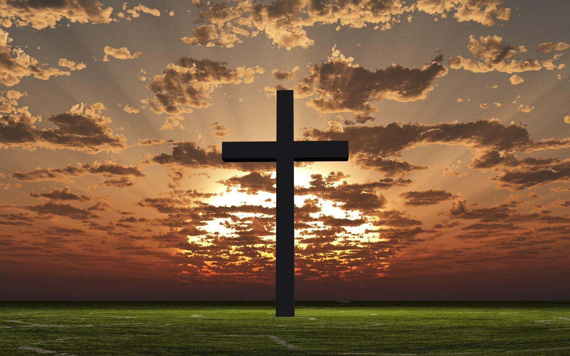 Cool Cross, black cross, grassy field, Full HD Desktop Wallpaper