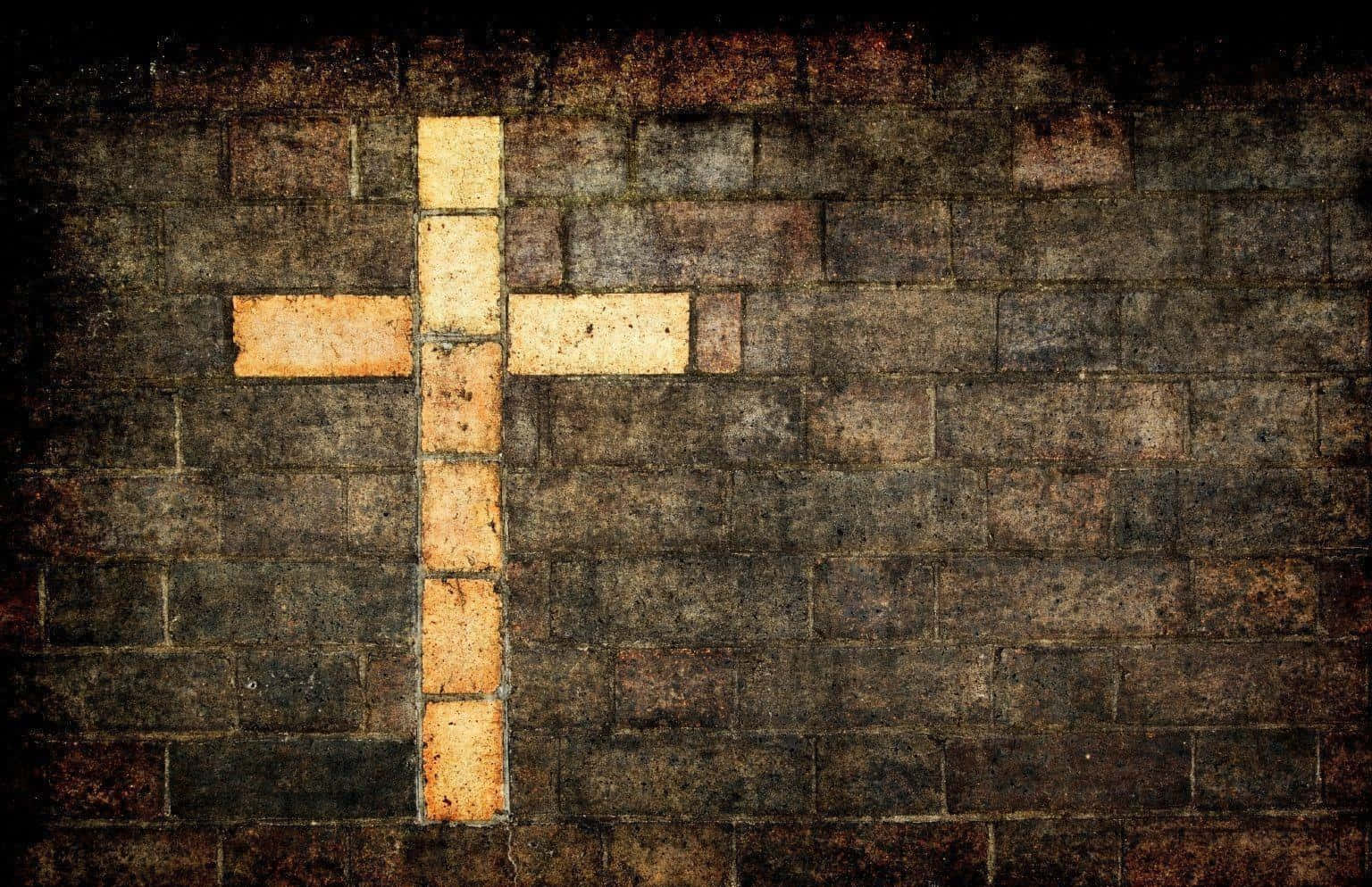 Cool Cross, light bricks, dark textured brick wall, HD Desktop Wallpaper