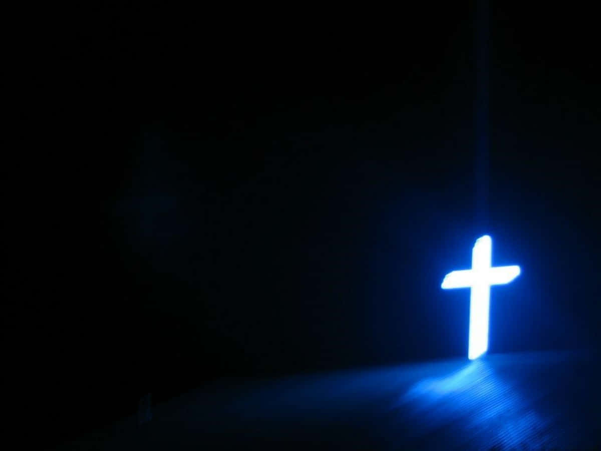 Cool Cross, glowing blue cross, darkness, SD Desktop Wallpaper