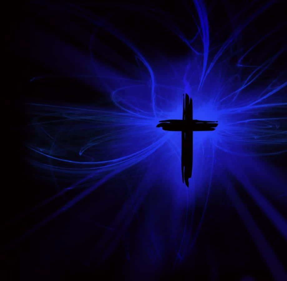 Cool Cross, glowing blue cross, dark background, SD Desktop Wallpaper