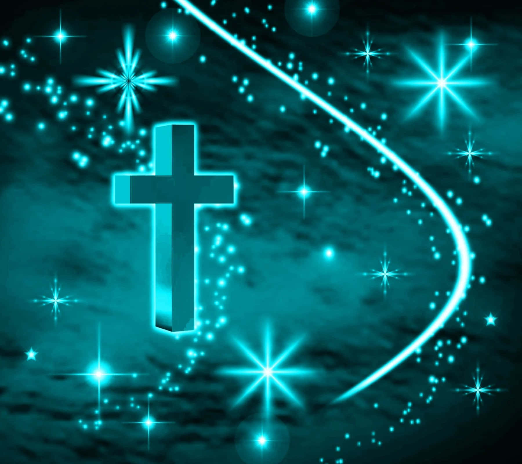 Cool Cross, teal cross, cosmic backdrop, HD Desktop Wallpaper