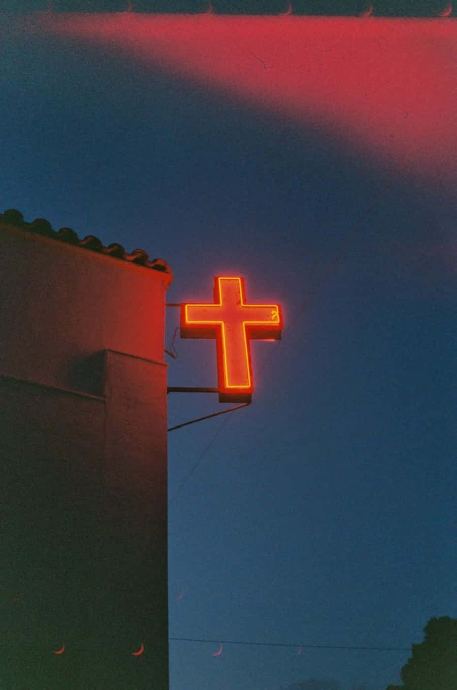 Cool Cross, neon cross sign, twilight sky, HD Phone Wallpaper