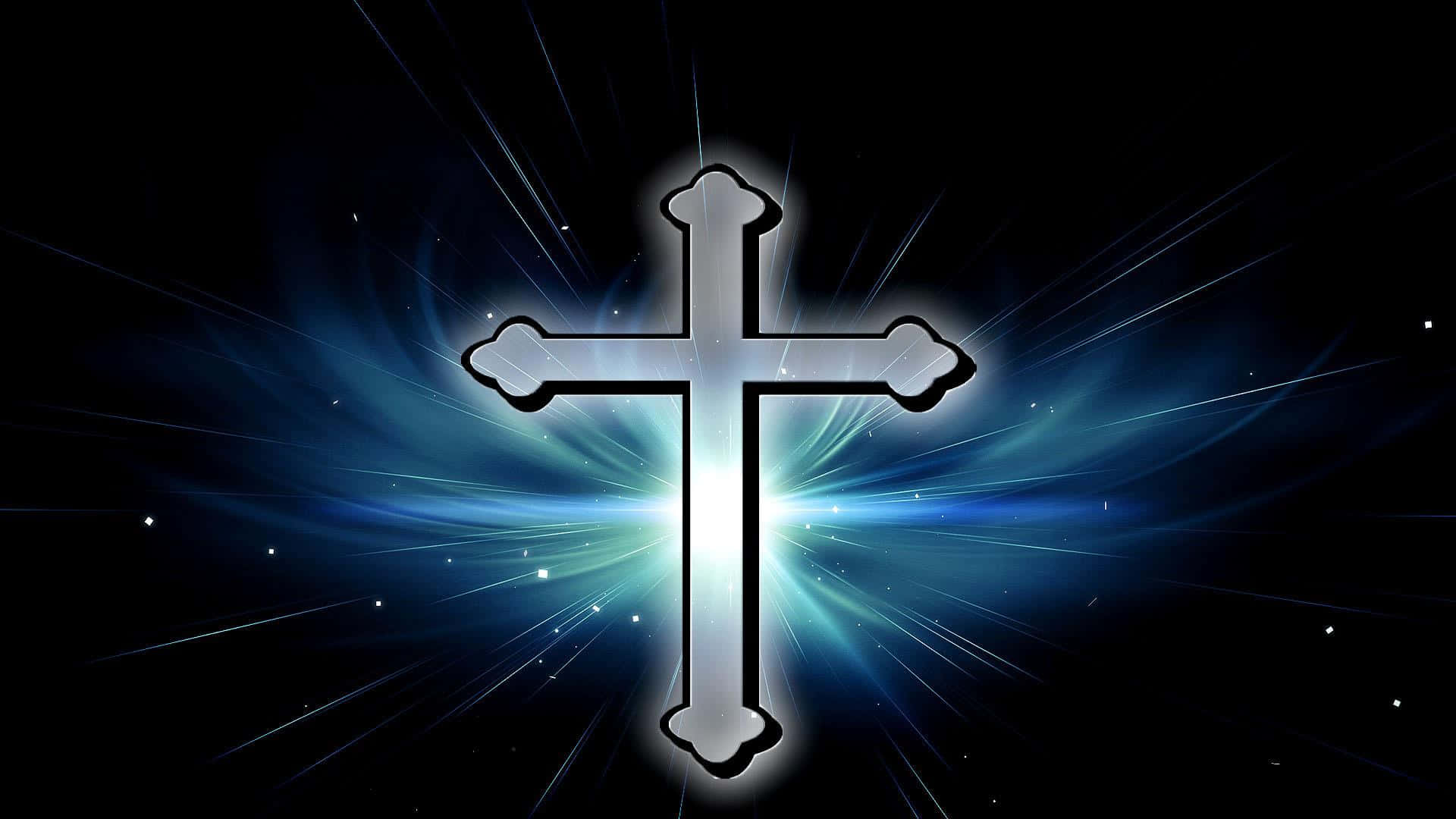 Cool Cross, silver cross, blue light, Full HD Desktop Wallpaper