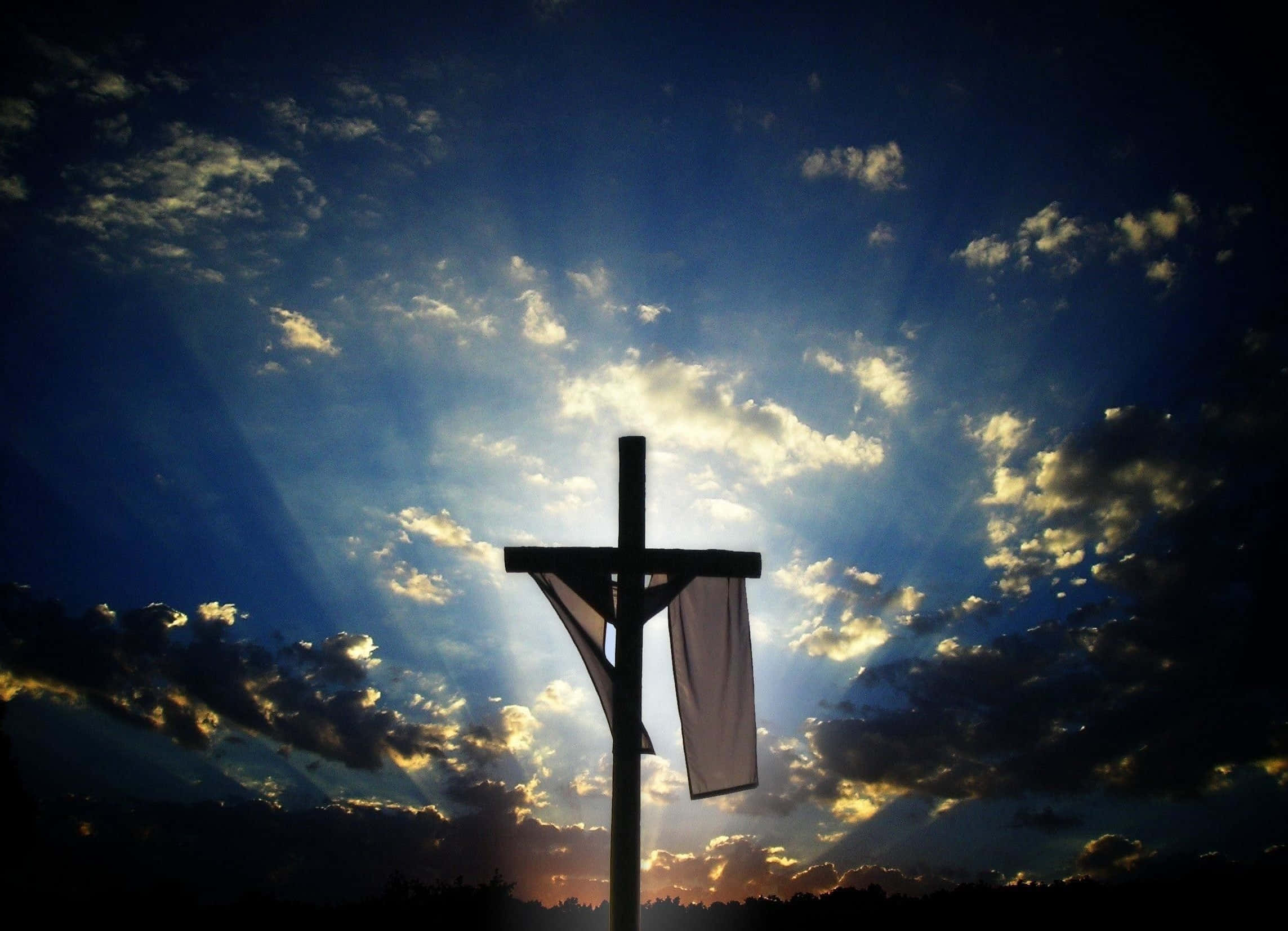 Cool Cross, wooden cross, draped cloth, Full HD Desktop Wallpaper