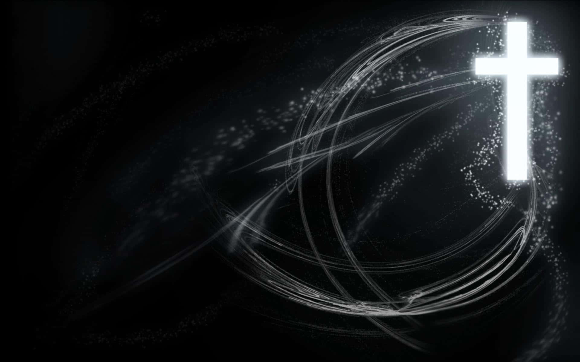 Cool Cross, glowing white cross, cosmic energy, Full HD Desktop Wallpaper