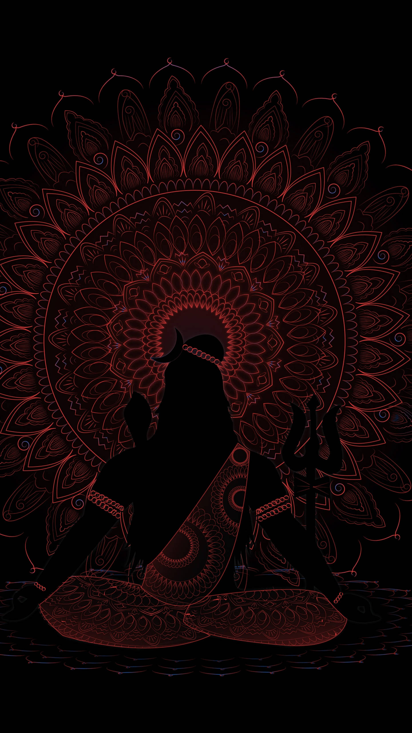 Bholenath HD Dark Theme, deity, meditative pose, 2K Phone Wallpaper