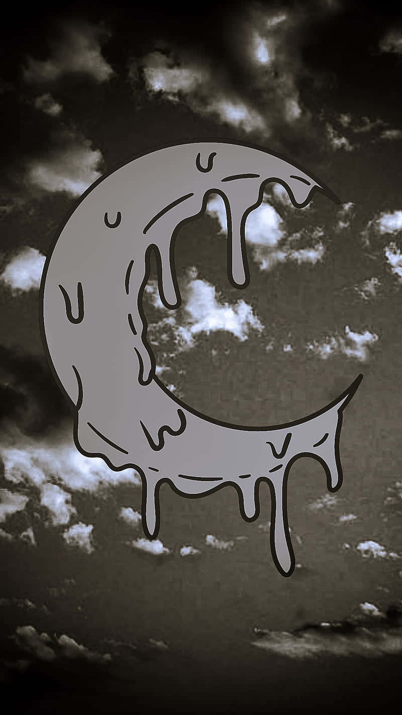 crescent moon, moody cloudy sky, monochrome tones, HD Phone Wallpaper