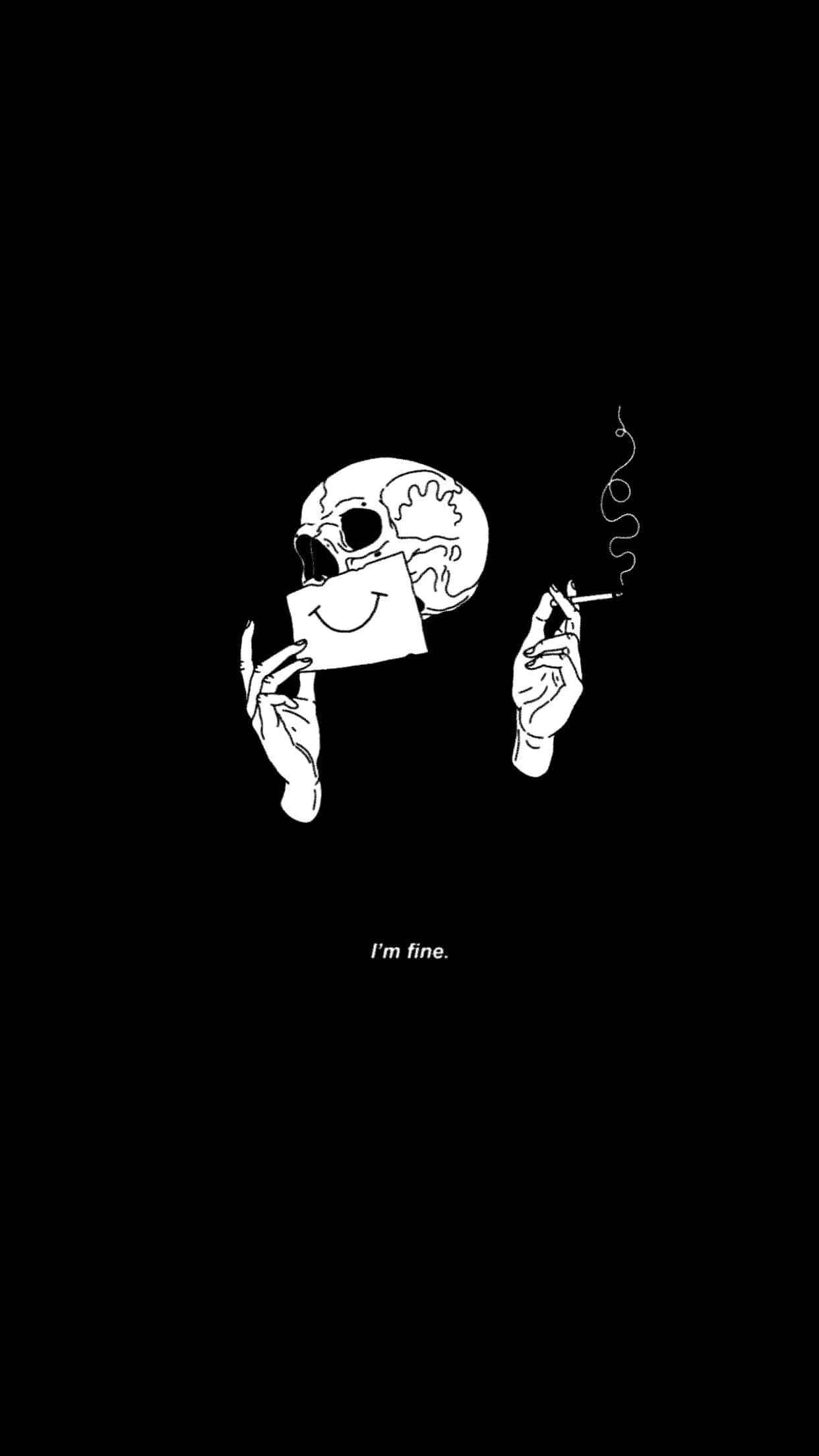 skull, sunglasses, cigarette, Full HD Phone Wallpaper