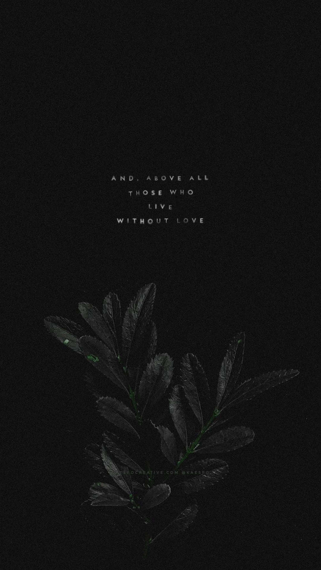 Dark Aesthetic Leaf Quote, black wallpaper, dark leafy branch, Full HD Phone Wallpaper