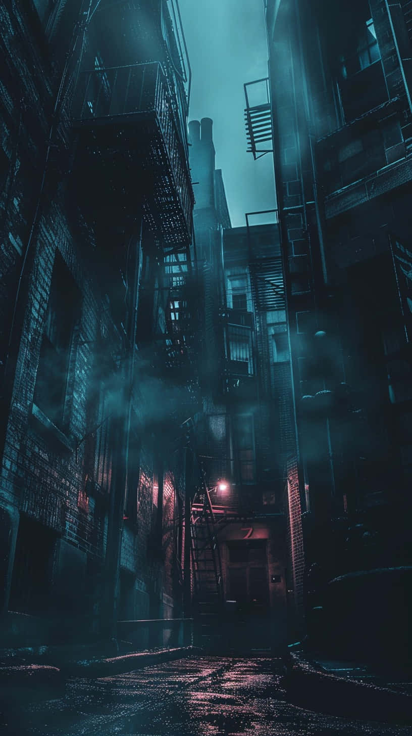 noir alleyway mystery, rain soaked alleyway, towering brick buildings, HD Phone Wallpaper