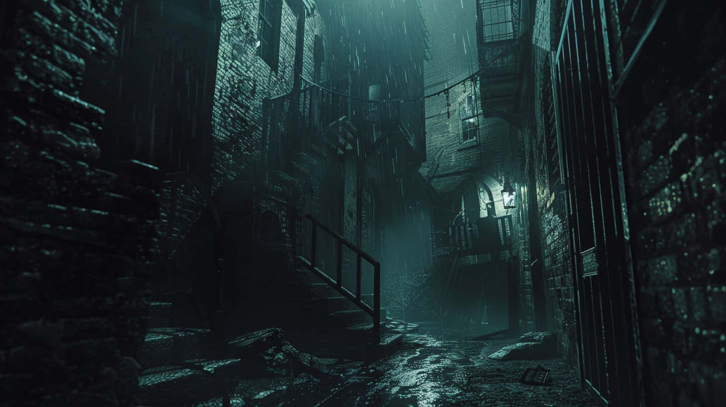 noir, rainy alleyway, night, HD Desktop Wallpaper
