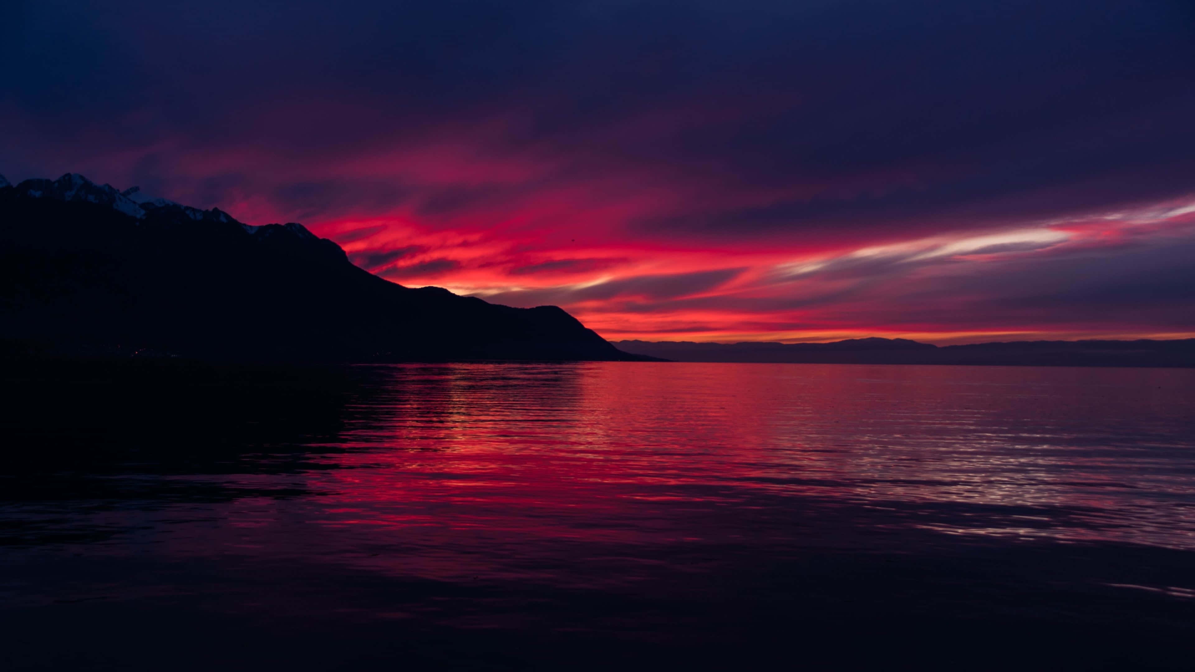 sunset, firey reds, deep purples, 4K Desktop Wallpaper