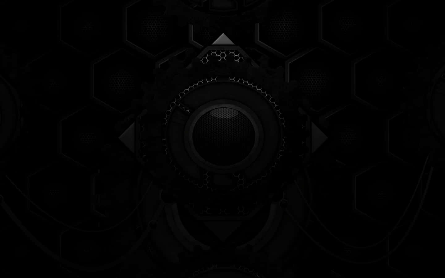 black background, black clock, hexagonal patterns, HD Desktop Wallpaper