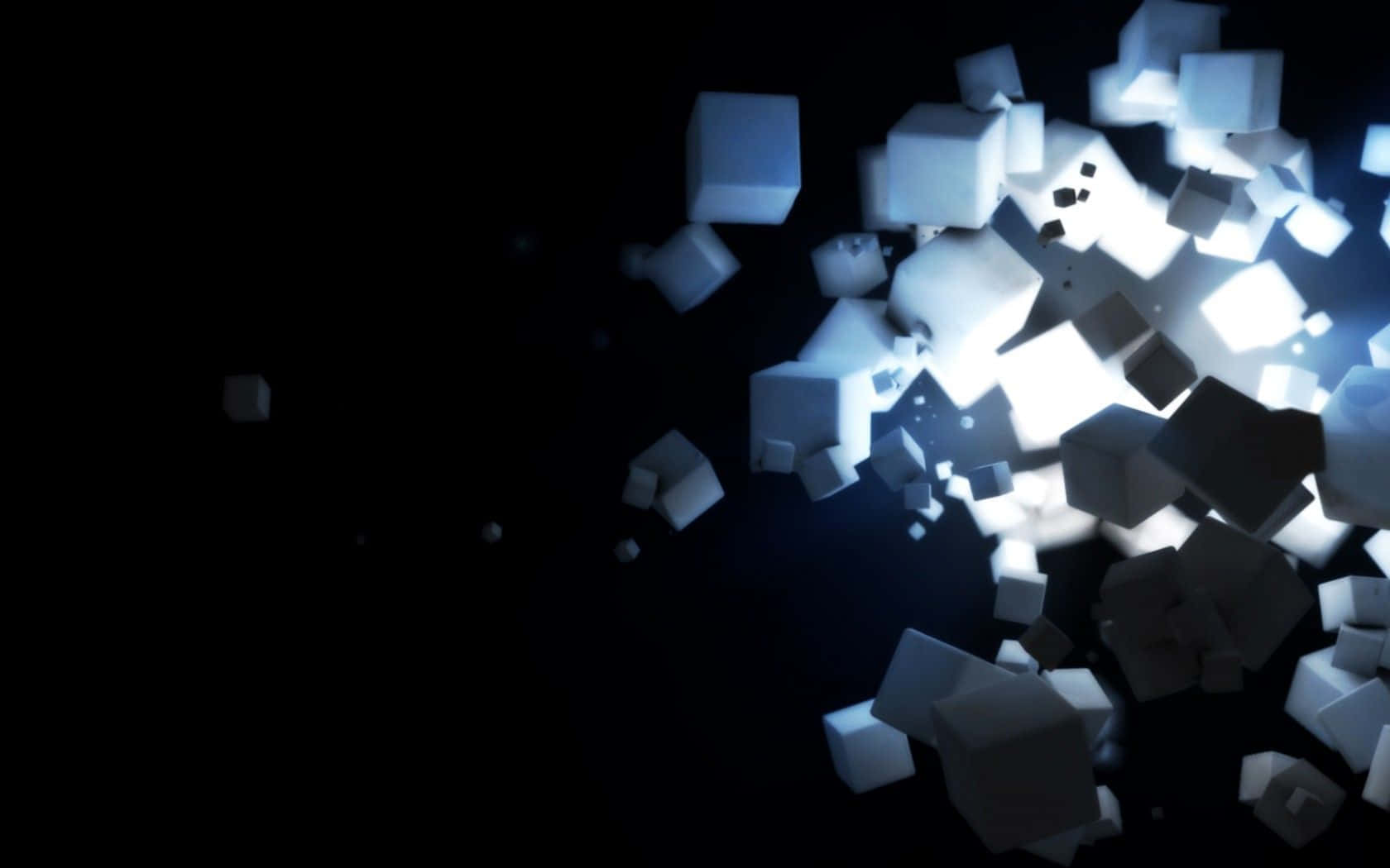white and black cubes, bright light, dark void, HD Desktop Wallpaper