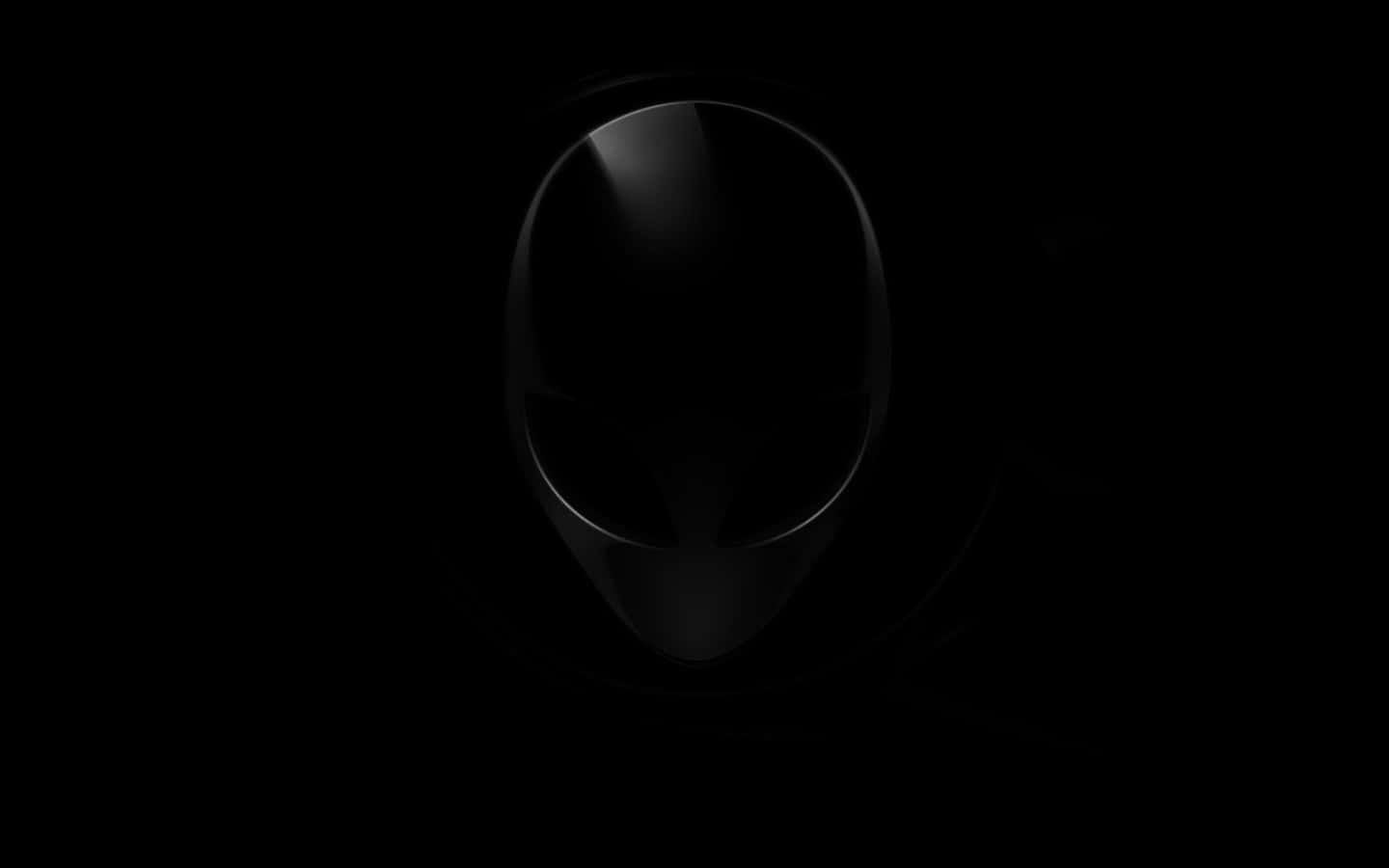 cool dark desktop wallpaper, sleek black alien head logo, pitch-black background, HD Desktop Wallpaper