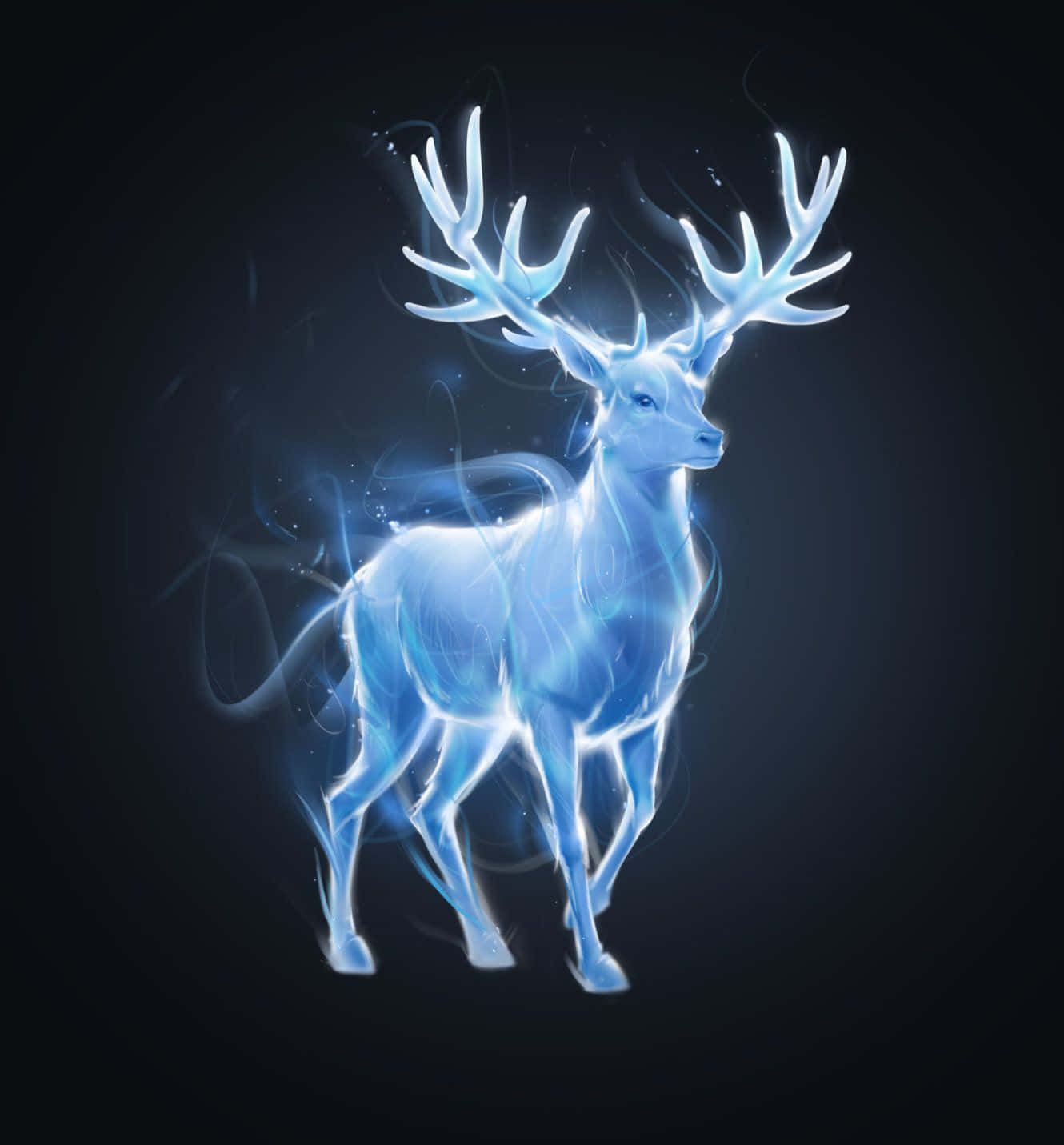 Cool Deer, luminous blue, glowing antlers, HD Phone Wallpaper