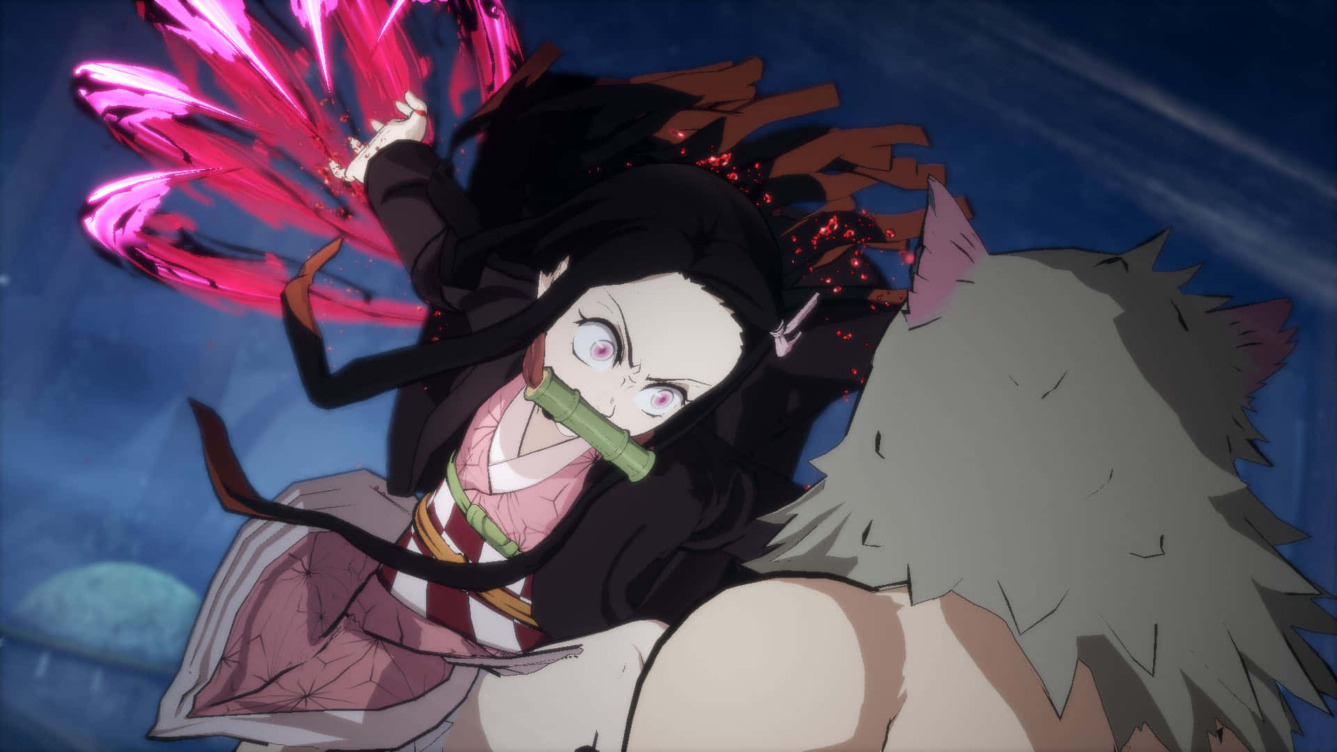 Demon Slayer, half demon, black hair, Full HD Desktop Wallpaper