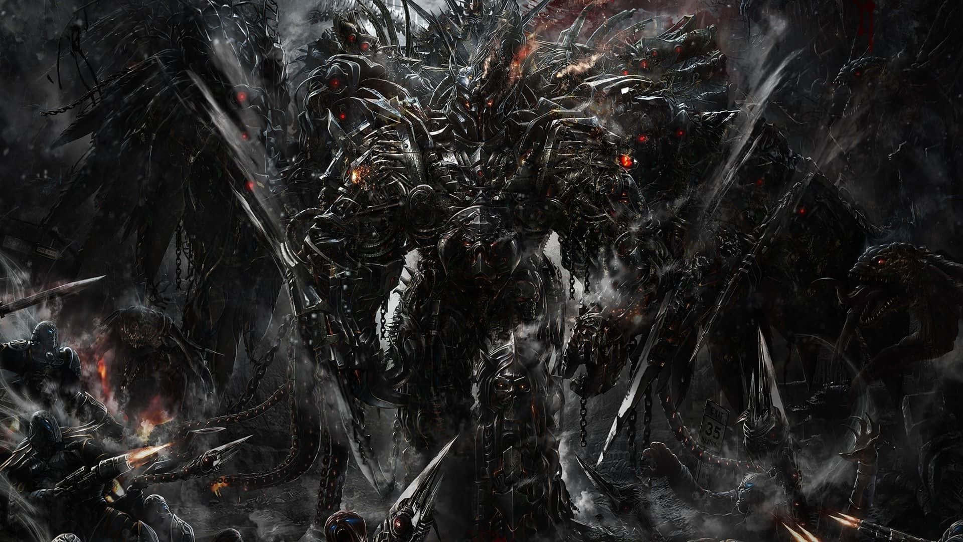 Cool Demon, glowing red eyes, spiked armor, Full HD Desktop Wallpaper