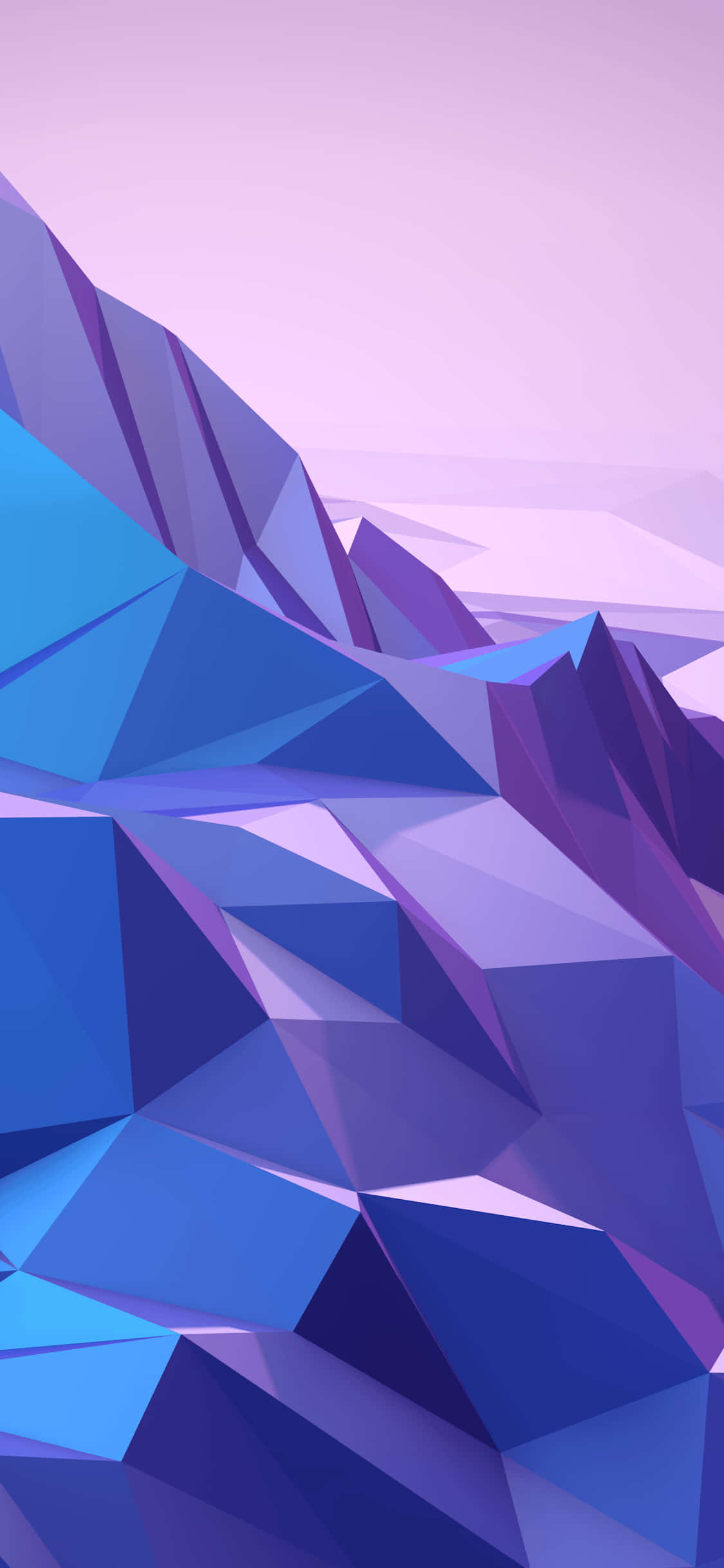 low-poly mountain range, gradient blues and purples, soft lavender sky, Full HD Phone Wallpaper