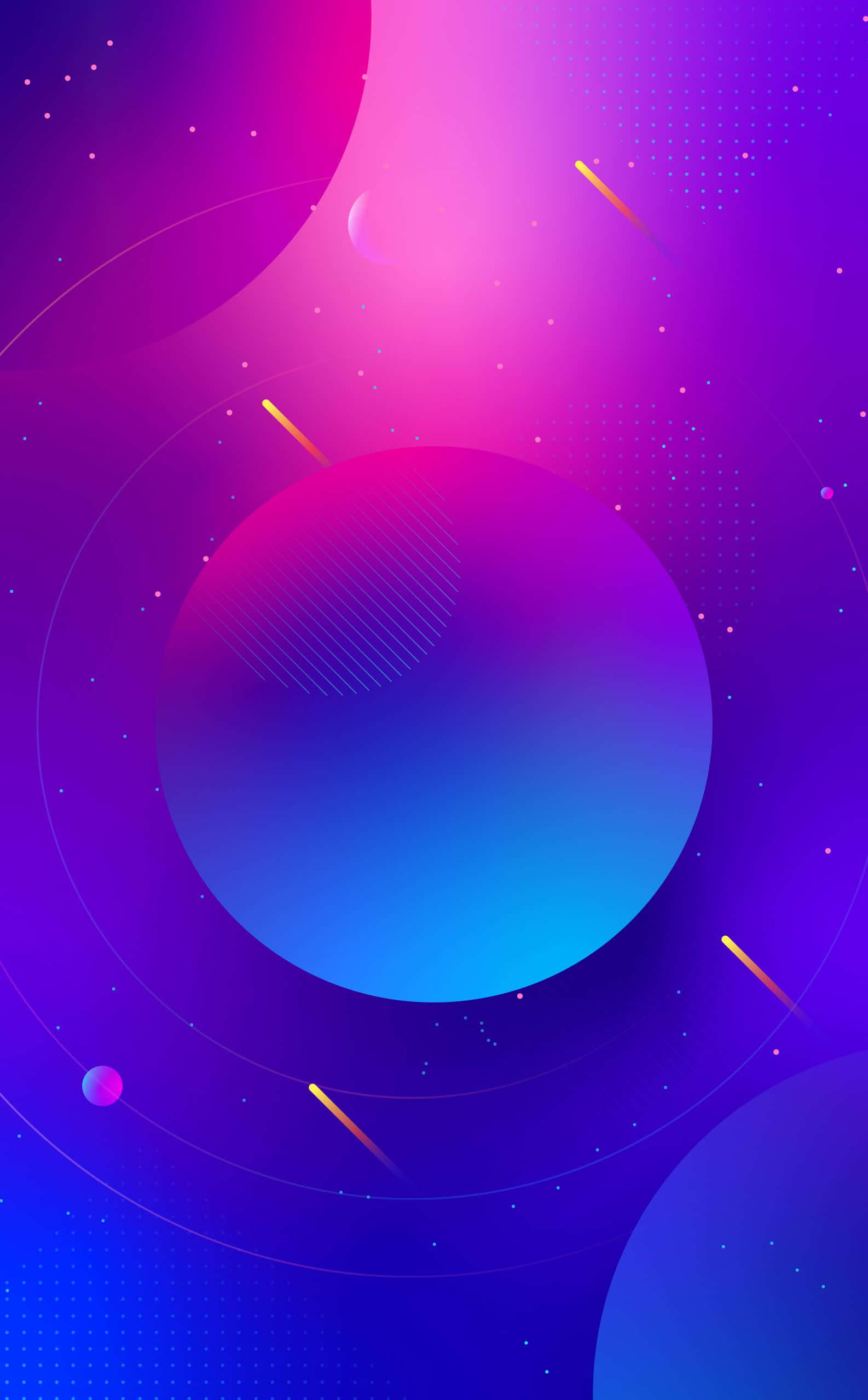 Blue Sphere, neon streaks, cosmic purple blue background, 2K Phone Wallpaper