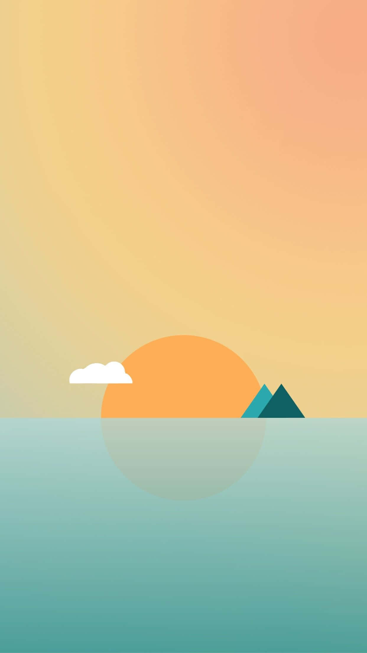 Minimalist Cool Design iPhone, sunset, calm water, Full HD Phone Wallpaper