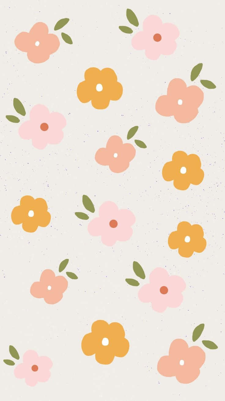 pastel pink, orange flowers, green leaves, HD Phone Wallpaper