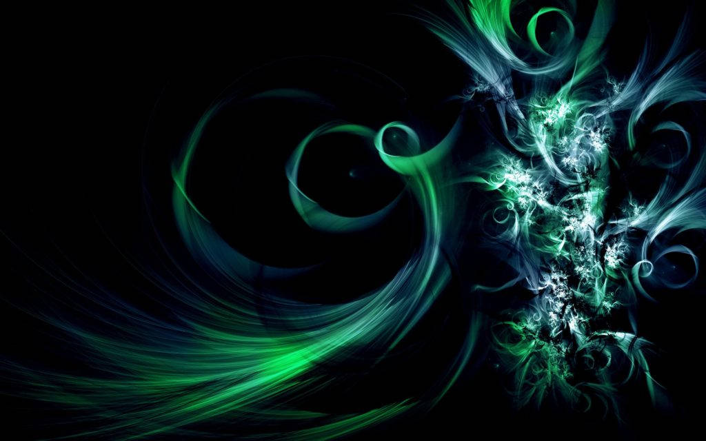 green, black, fractal swirls, SD Desktop Wallpaper