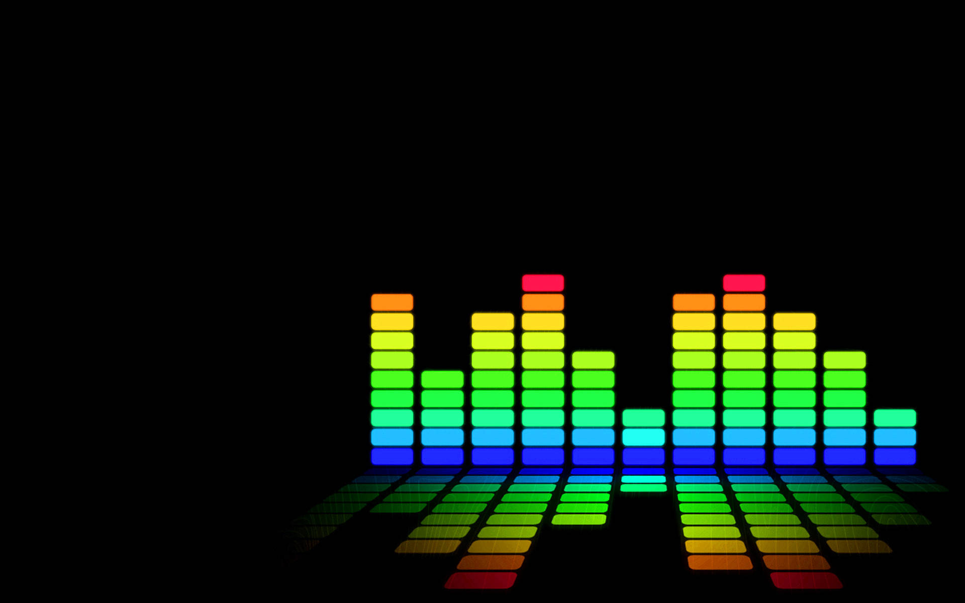 audio equalizer, rainbow-colored, black background, Full HD Desktop Wallpaper