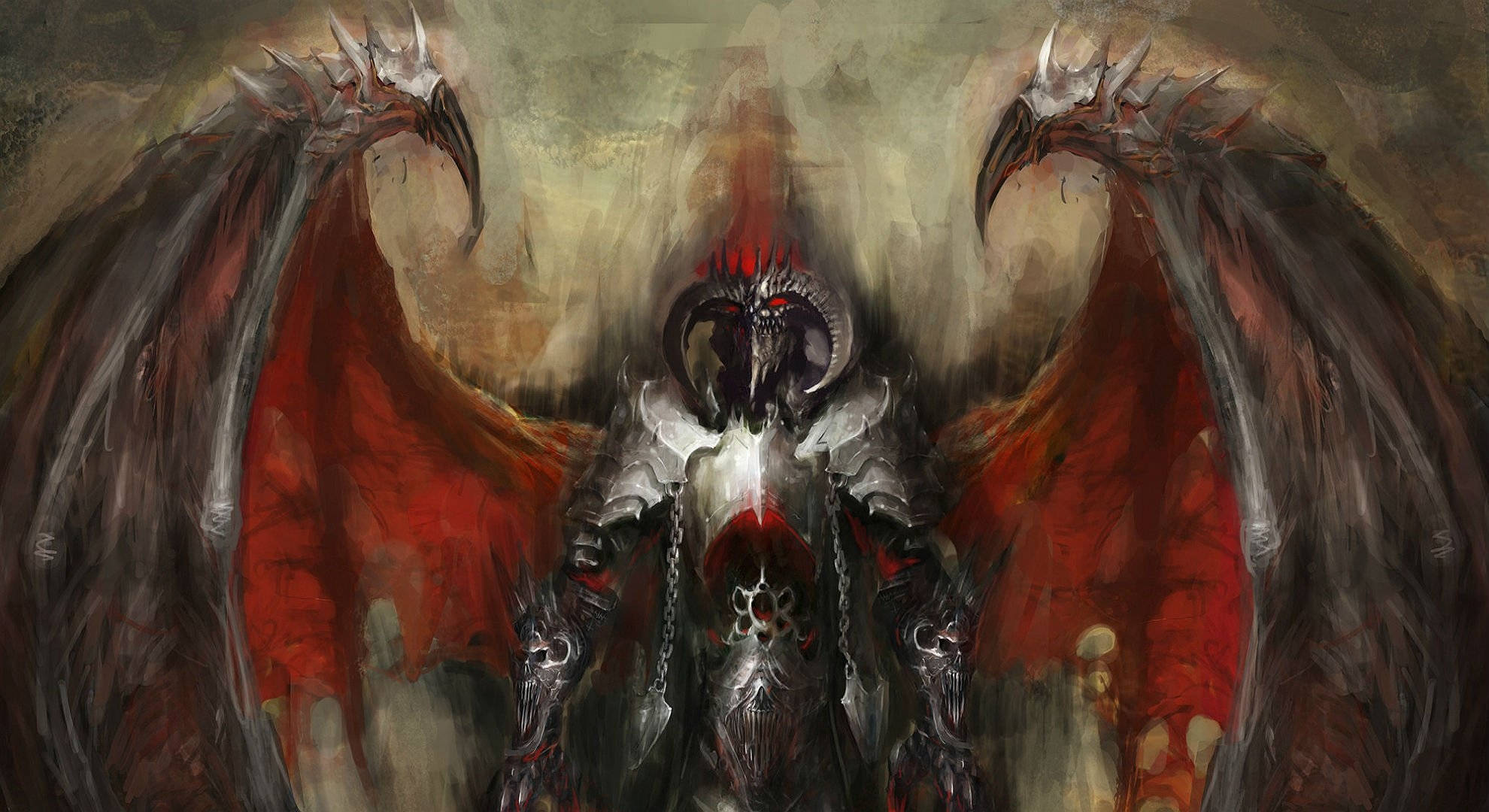 Cool Devil, inverted horn, spiked wings, Full HD Desktop Wallpaper
