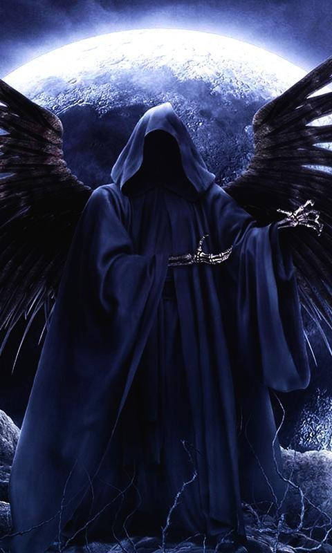 Cool Devil, moon, hooded dark angel, SD Phone Wallpaper