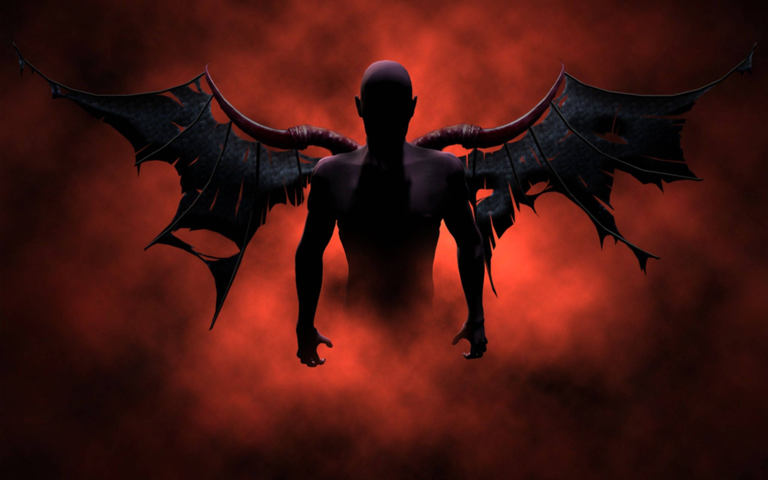 Cool Devil, bat wings, demonic figure, 2K Desktop Wallpaper