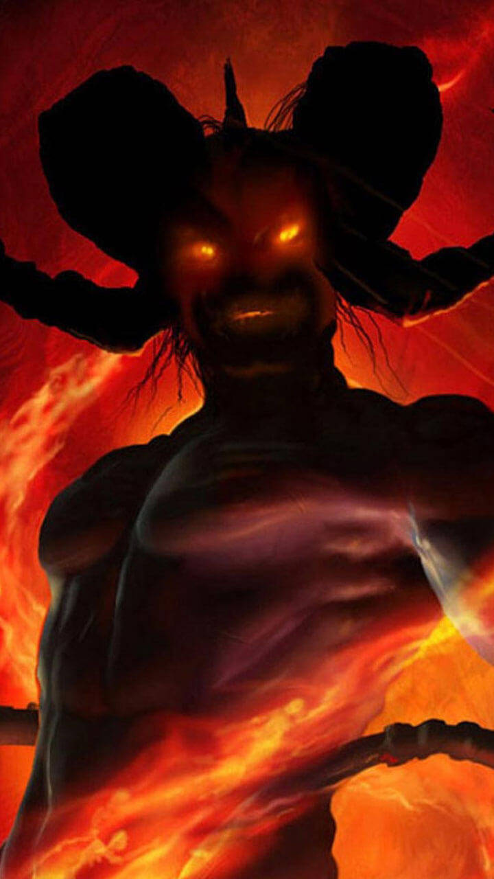 Cool Devil, glowing orange eyes, horns, HD Phone Wallpaper