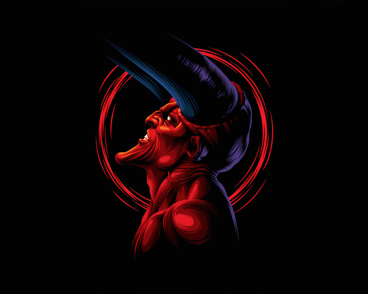Cool Devil, purple horn, red demon, HD Desktop Wallpaper