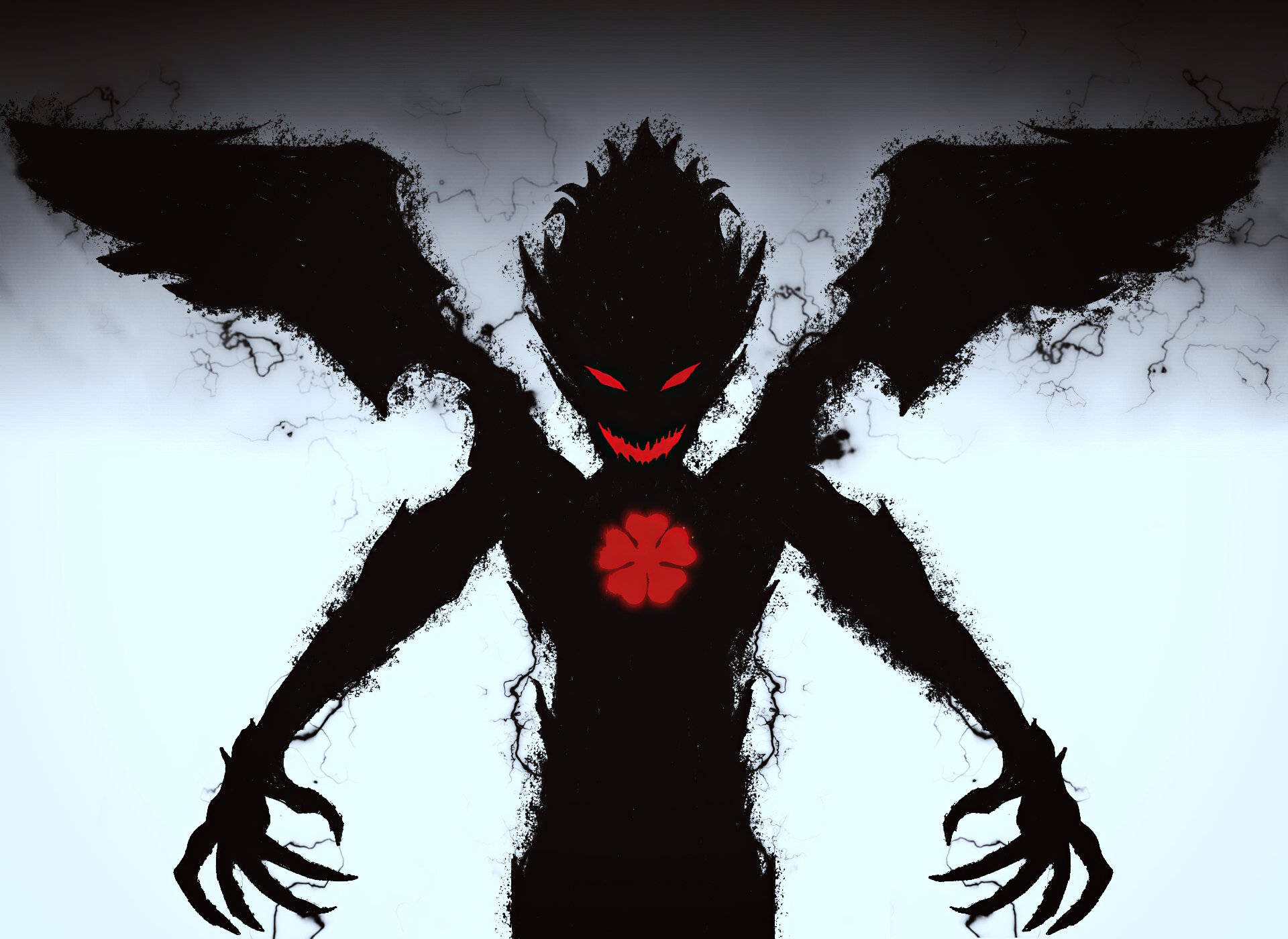 Cool Devil, flower heart, black silhouette, Full HD Desktop Wallpaper