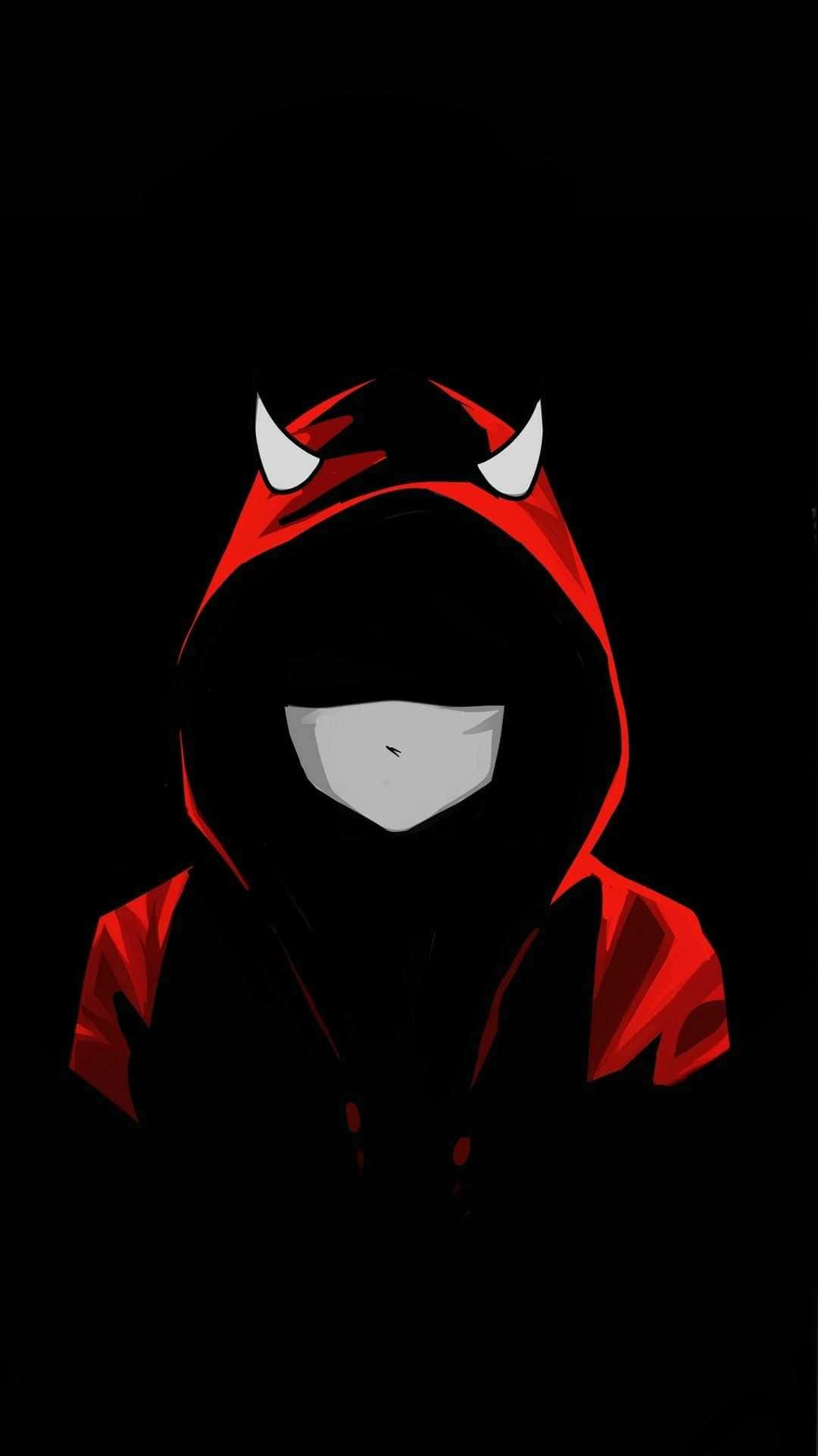 Cool Instagram Devil Silhouette, red hooded outfit, white horns, Full HD Phone Wallpaper