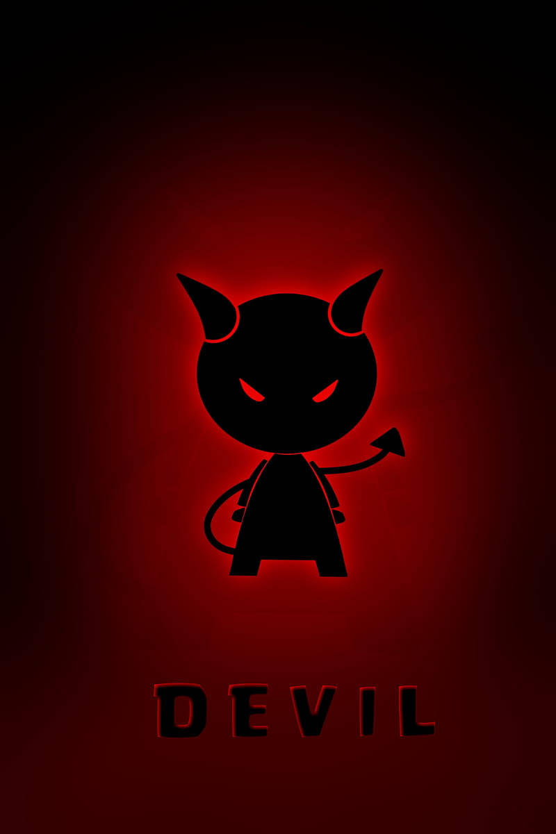 Cute Dark Devil, glowing red silhouette, horns, SD Phone Wallpaper