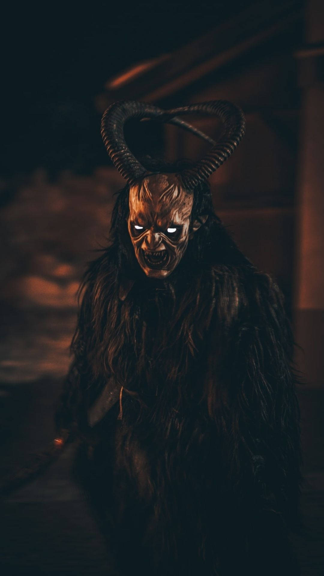 Scary Mad Devil, horned demon, glowing white eyes, Full HD Phone Wallpaper