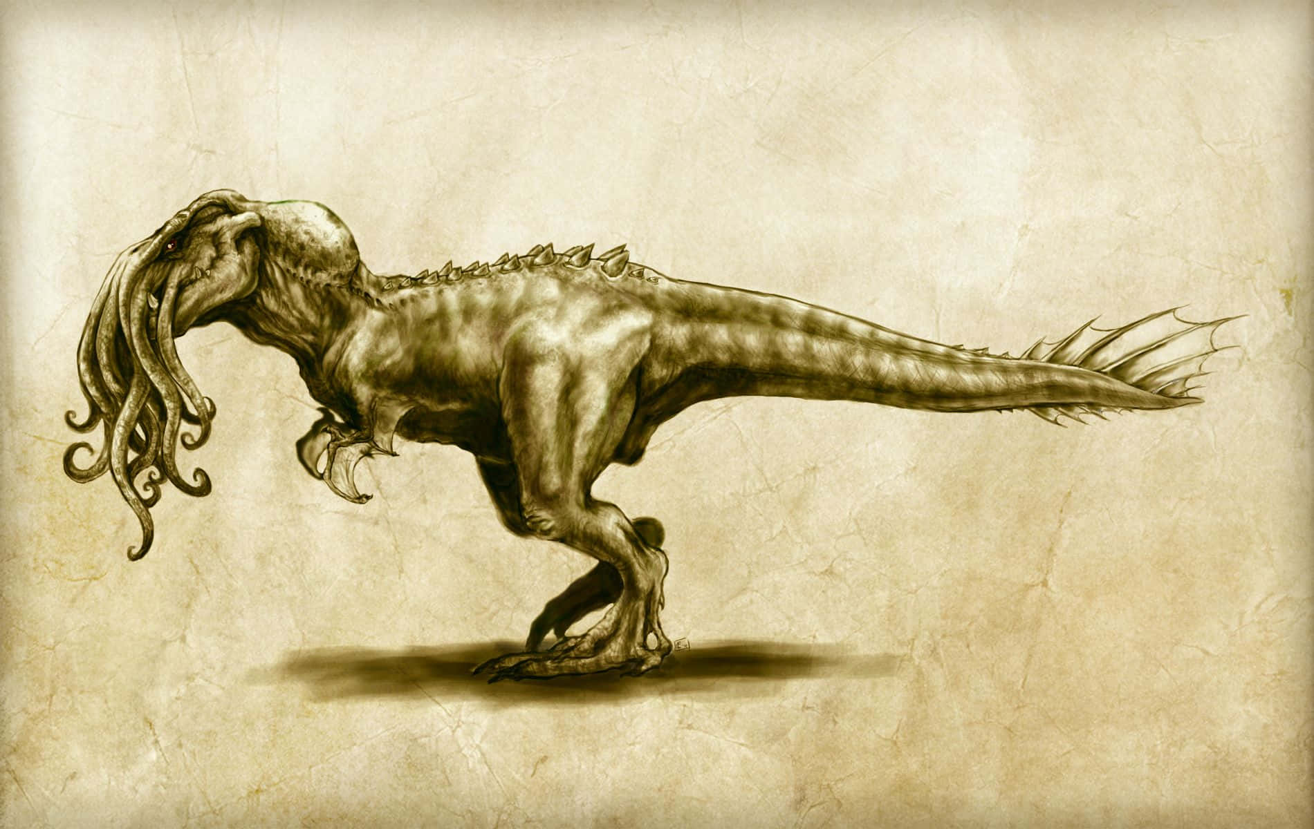 Cool Dinosaur, dinosaur body, octopus head, HD Desktop Wallpaper