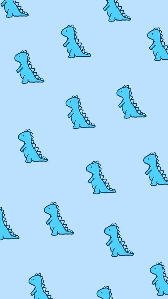 cute blue phone dinosaurs, cartoon dinosaurs, spiky backs, SD Phone Wallpaper