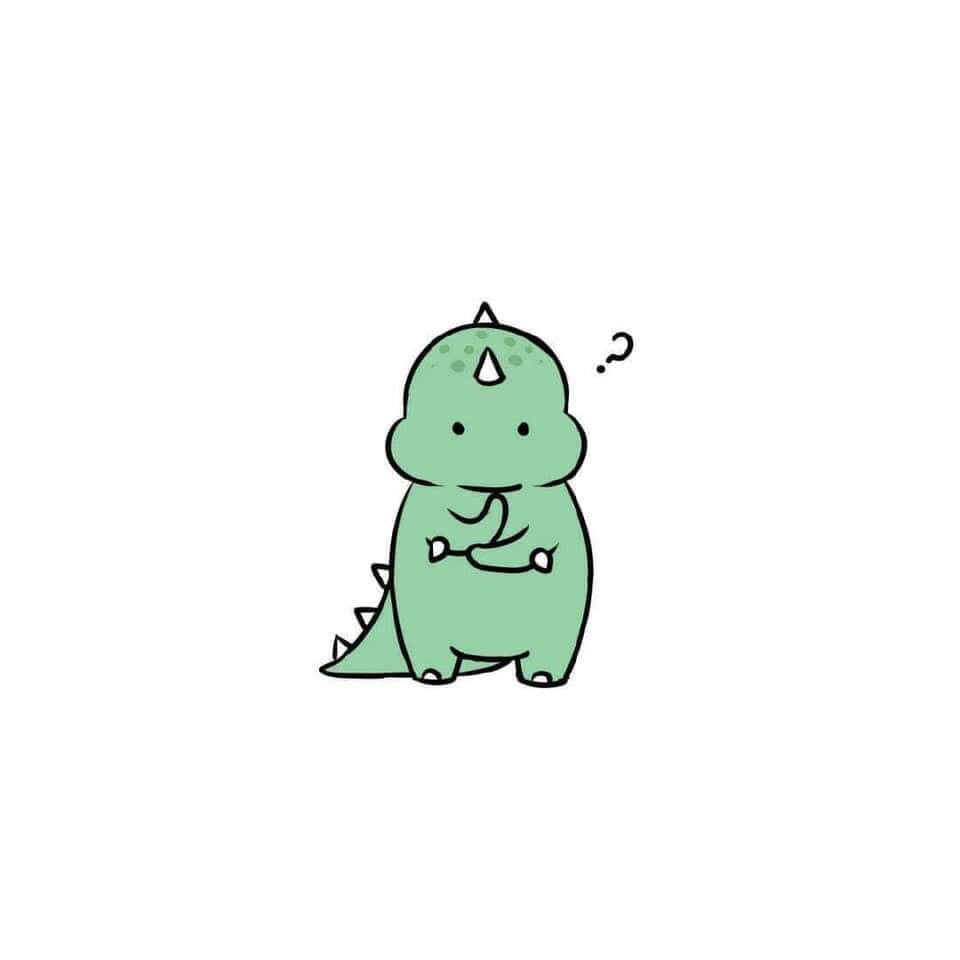 cartoon dinosaur, green, question mark, SD Desktop Wallpaper
