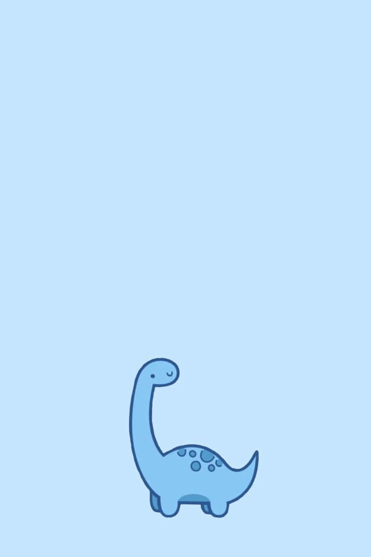 cute blue dinosaur, cartoon brontosaurus, closed eyes, SD Phone Wallpaper