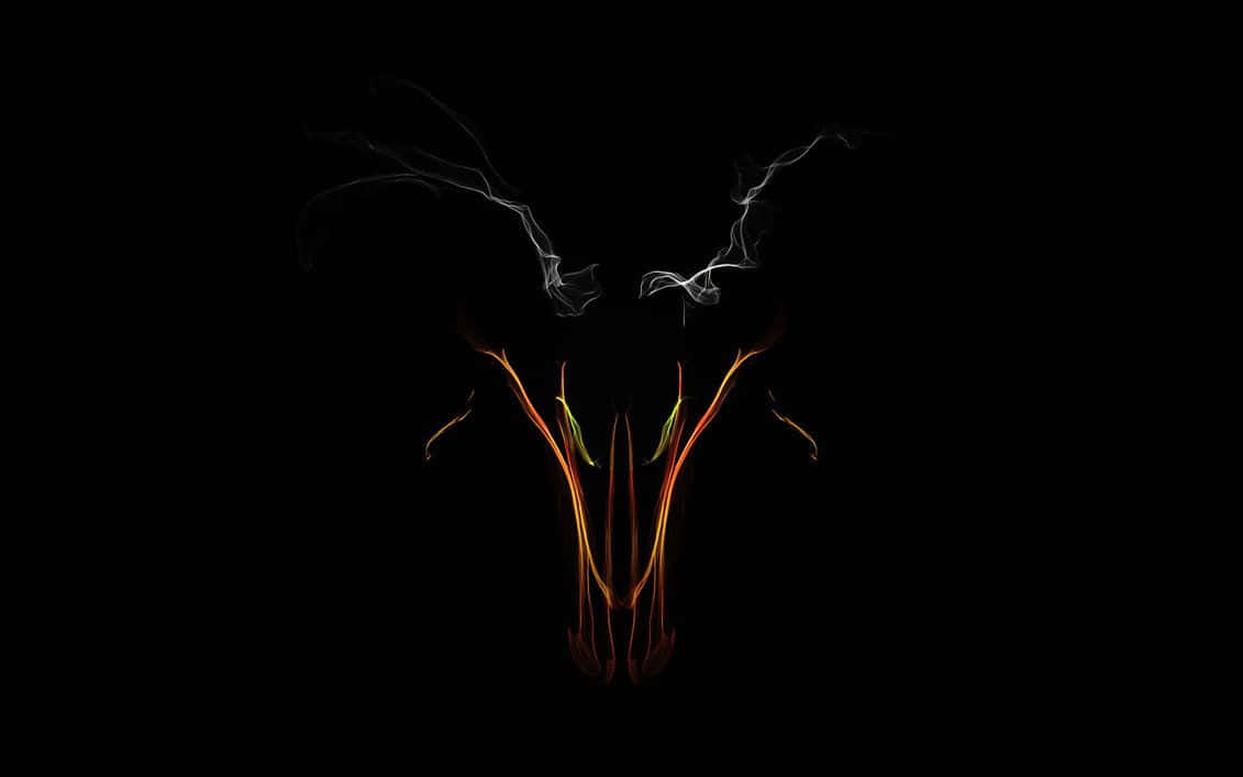 Discord logo, demonic skull, fiery orange eyes, SD Desktop Wallpaper