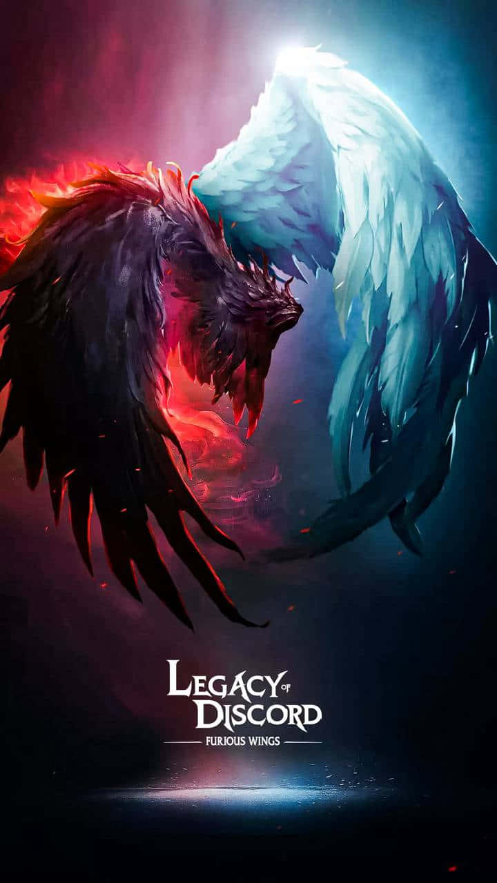 Discord, fiery red wing, icy blue wing, HD Phone Wallpaper