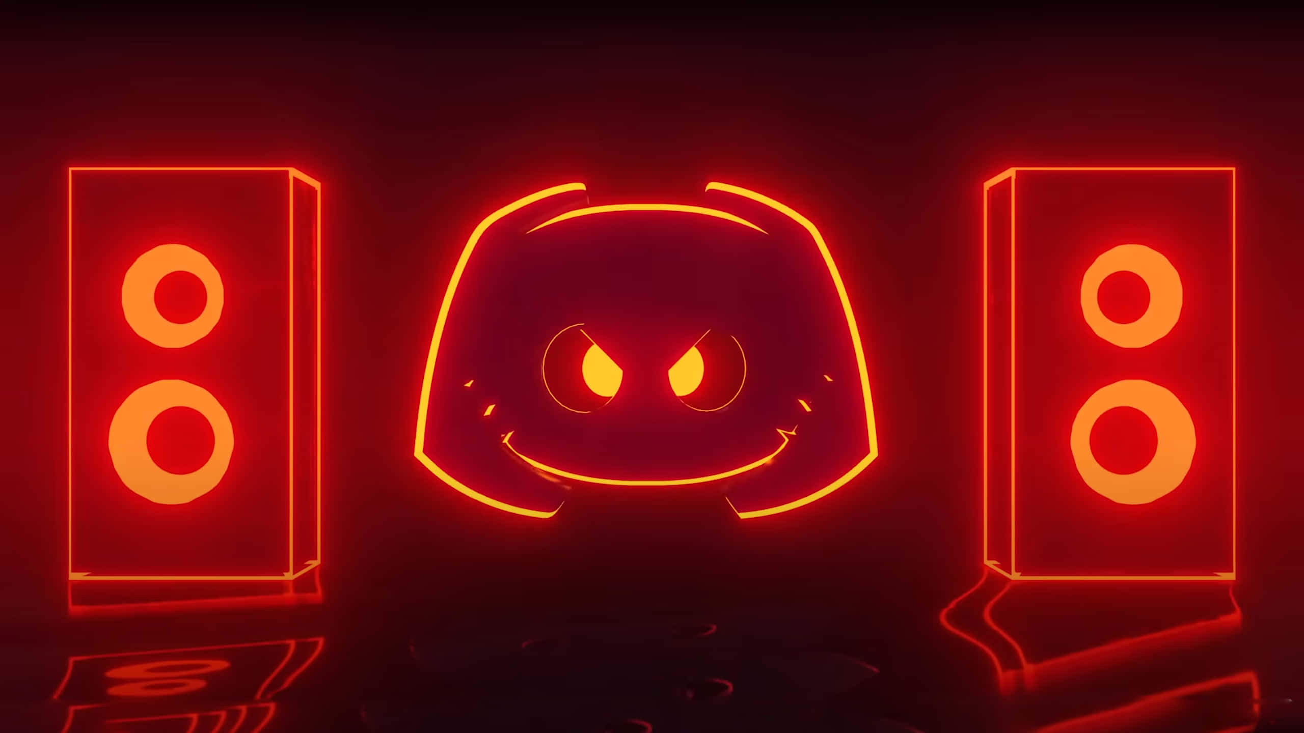 Discord, neon red, angry eyes, 2K Desktop Wallpaper